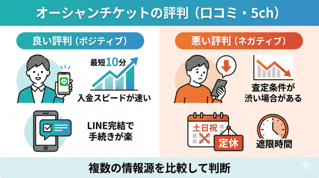 オーシャンチケット先払い買取の口コミと5ch評判