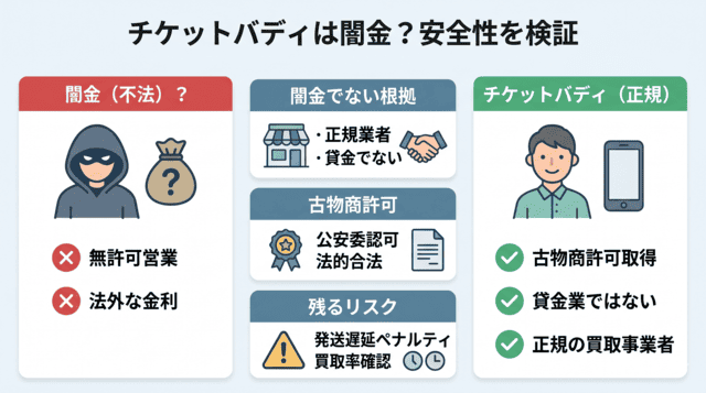 チケットバディの先払い買取は闇金?安全性を検証